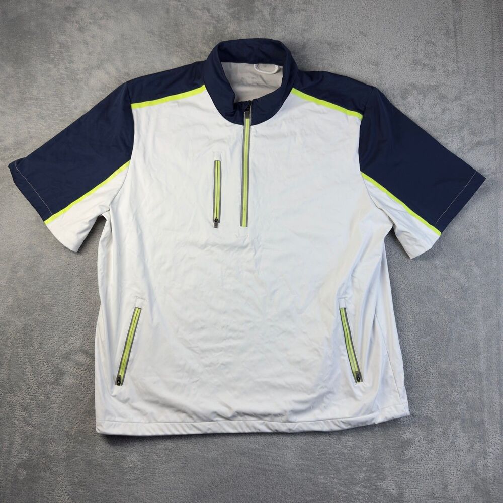 Above the Links Pullover Mens Extra Large White Blue Sound Colorblock Golf Top